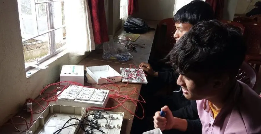 Students in a hands-on vocational classroom workshop
